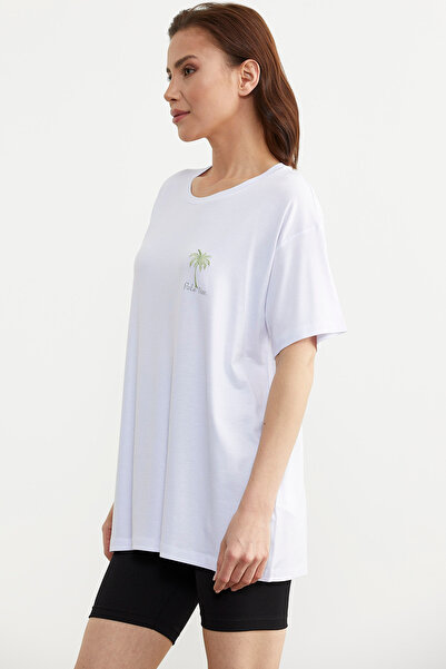 Sementa Μπλουζάκι μεγάλου μεγέθους λευκό χτενισμένο βαμβακερό - Χαμηλό μανίκι