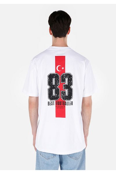 Colin's Turkish Flag Printed Regular Fit Crew Neck White Men's Short Sleeve T-Shirt
