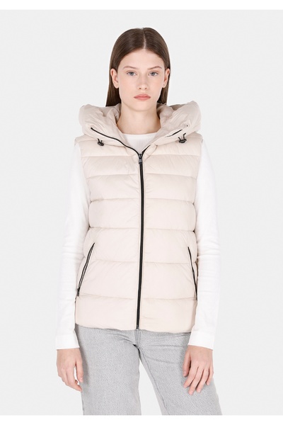 Colin's Regular Fit Kapüşonlu Fermuarlı Astarlı Suya Dayanıklı Kadın Bej Yelek