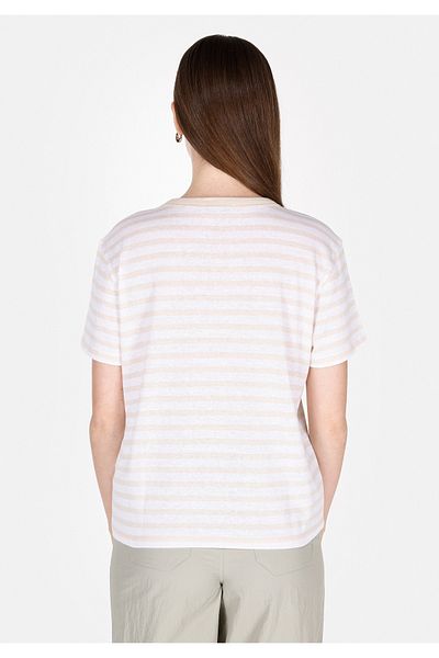 Colin's Tricou cu mânecă scurtă, bej, cu dungi, cu gât rotund
