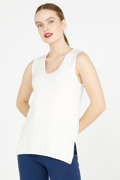 Sementa V-Neck Knitwear Sweater - Bone