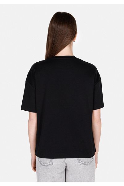 Colin's Regular Fit Round Neck Embroidered Women's Black Short Sleeve T-Shirt