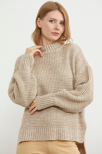 Sementa Pulover de tricotaj casual cu spatele lung - bej