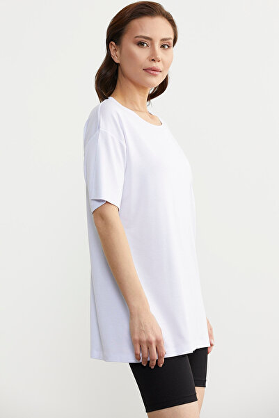 Sementa Μπλουζάκι μεγάλου μεγέθους λευκό χτενισμένο βαμβακερό - Χαμηλό μανίκι