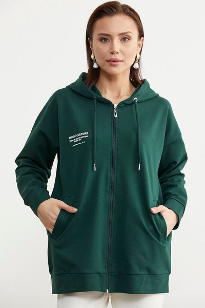 Sementa Sweat oversize cu fermoar - verde