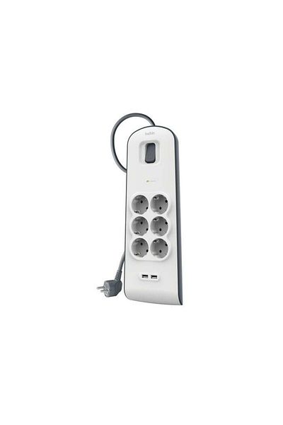 Belkin Büyücü 6'' 2m Current Protection Socket +2X Usb-A
