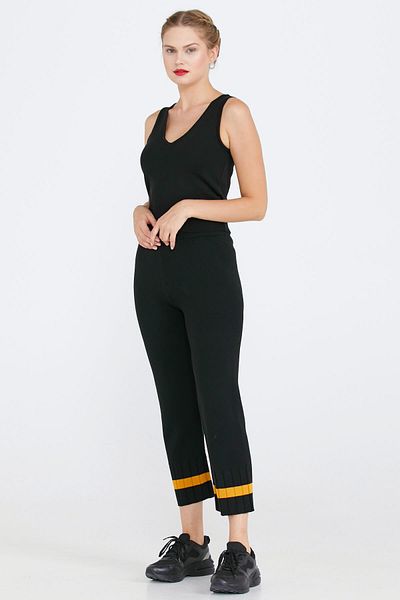 Sementa Pantaloni Tricotaj cu Detaliu Picior - Negru