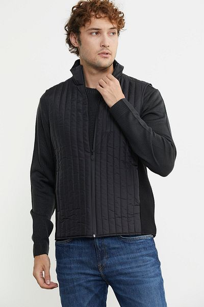 Sam Stand Collar Zippered Black Quilted Men's Vest