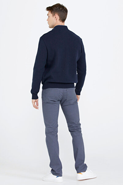 Sementa Ανδρικό πλεκτό μπουφάν με λεπτομέρεια κεντήματος και τσέπη - Navy Blue