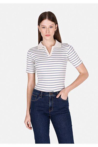 Colin's Slim Fit Polo γιακά ριγέ Γυναικείο μπλουζάκι με κοντό μανίκι