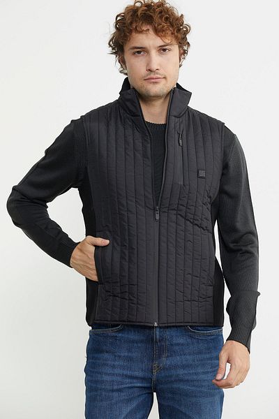 Sam Stand Collar Zippered Black Quilted Men's Vest