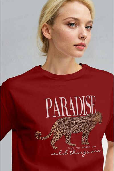 Millionaire Women's Red Leopard Motive Relax Fit T-Shirt