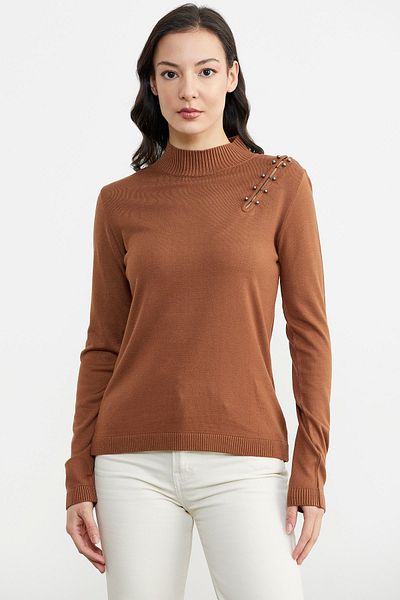 Sementa Pulover tricotat cu accesorii pe umeri - gresie