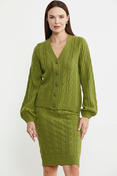 Sementa Green Wool Knitwear Set - Hair Knitted Motif Skirt