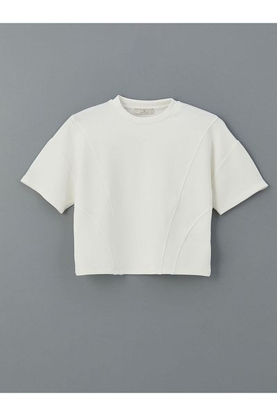 LC Waikiki Natuvera White Crew Neck Women's Crop