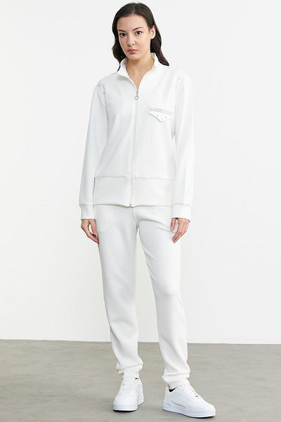 Sementa Stone Detailed Scuba Tracksuit Set - Ecru