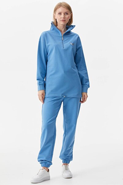 Sementa Σετ αθλητική φόρμα με γιακά με μισό φερμουάρ - Μπλε