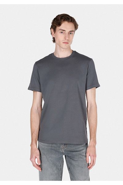 Colin's Regular Fit Round Neck Plain Men's Anthracite Short Sleeve T-Shirt