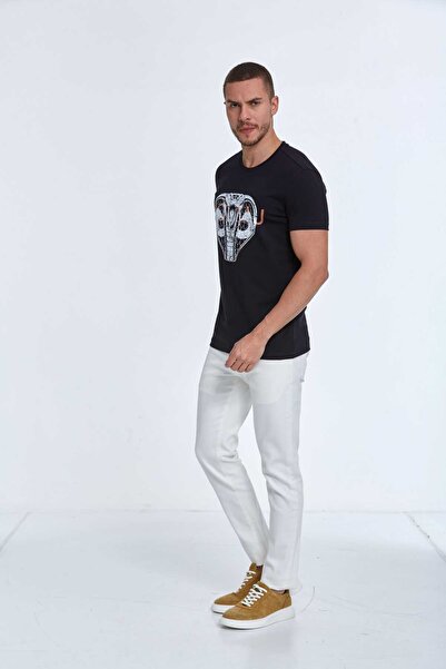 Voltaj Чорно-синя футболка з принтом Aster для чоловіків