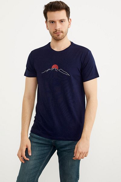Sementa Μπλουζάκι με κοντό μανίκι με λαιμόκοψη - Navy Blue