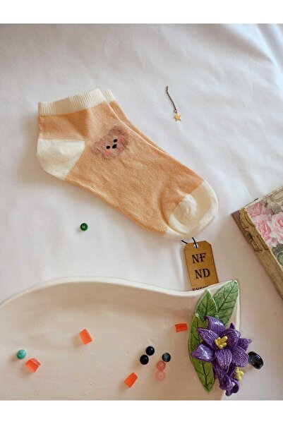 ENEFENDİ Чорапи без нос, мек памук, къс маншет, дамски чорапи с шарки, размер 36-40, едно парче, кремави