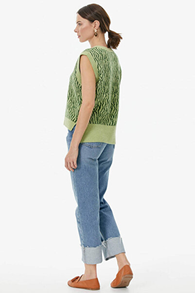 Sementa V-Neck Patterned Knitwear Sweater - Pistachio Green