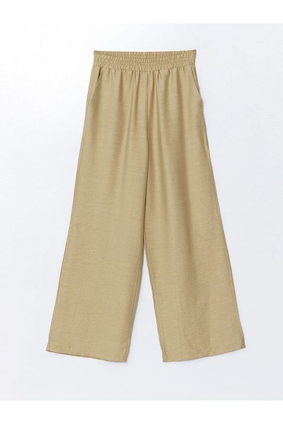 LC Waikiki Lcw Modest Khaki Elastic Waist Modal Blended Women's Trousers