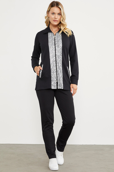 Sementa Yüksek Yaka Kumaş Garnili Eşofman Takım - Siyah