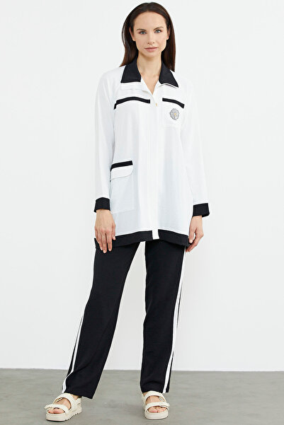 Sementa Double Color Combination Tunic Crepe Set - Black