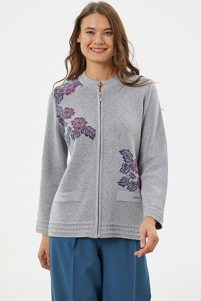 Sementa Thick Knitted Jacket with Zipper - Gray