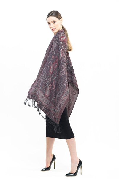 KUVARK Pashmina Cashmere Shawl |   Black - Red |   100% Cashmere |   Good Quality and Stylish Design