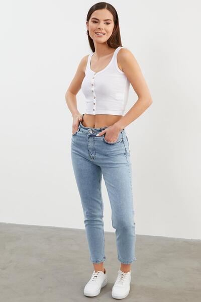 Sementa Κοντό εσώρουχο με χοντρό λουράκι με κουμπί - Λευκό