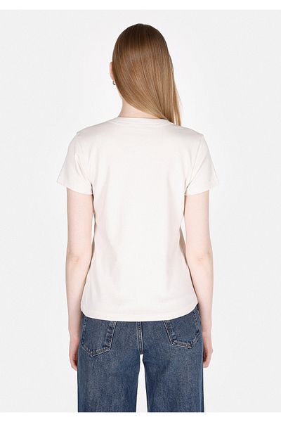 Colin's Slim Fit Round Neck Printed Women's White Short Sleeve T-Shirt