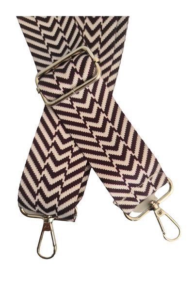 Gloria Polyester Column Adjustable Bag Handle - Phone Strap (120 cm) / Brown White Stripes