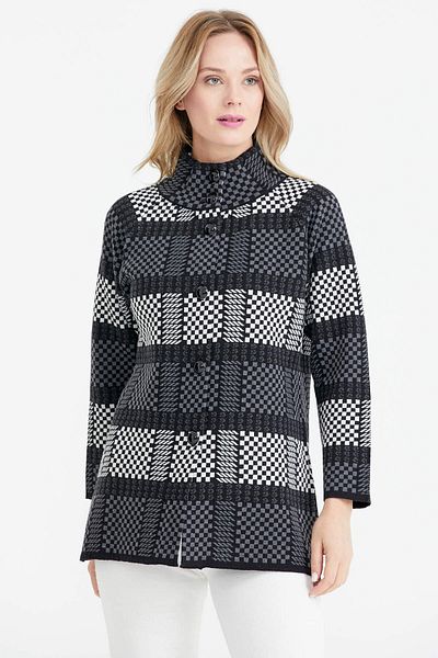 Sementa Cardigan de tricotaj cu model cu guler cu nasturi - negru