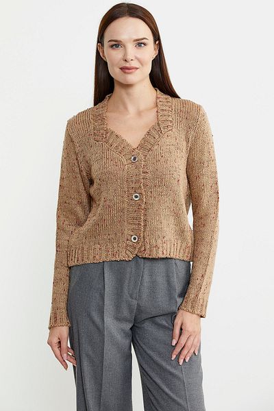 Sementa Ζακέτα πλεκτό μάλλινο πέτο Camel Color Crushed