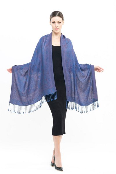 K&B PASHMINA Σάλι Navy Blue 70x180 εκ
