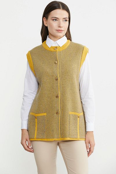 Sementa Corded Knitwear Vest - Double Color Wool, Sun Model