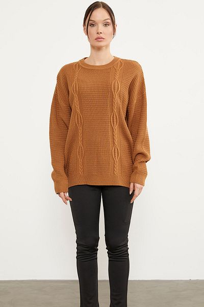 Sementa Плетена пуловер Petek Knit Zero Collar - Камил