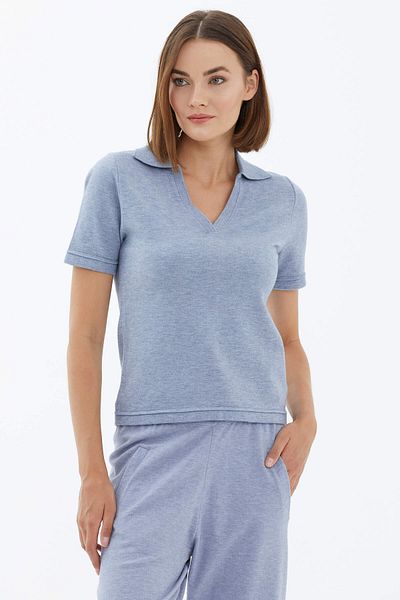 Sementa Pulover tricot cu mânecă scurtă cu gât polo - Albastru