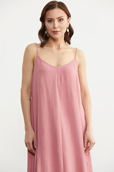 Sementa Pink Long Crepe Dress - Adjustable Strap