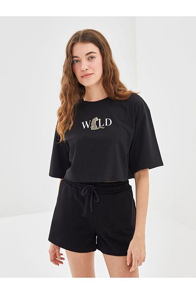 LC Waikiki Νέα σεζόν Crew Neck Printed Γυναικείο Crop - S5FM20Z8