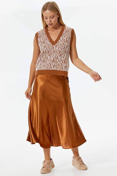 Sementa V-Neck Patterned Knitwear Sweater - Tile