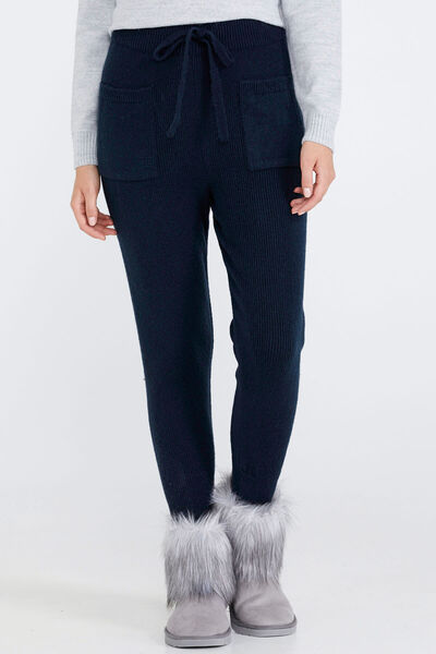 Sementa Жіночі трикотажні штани з кишенями та шнурівкою - темно-сині