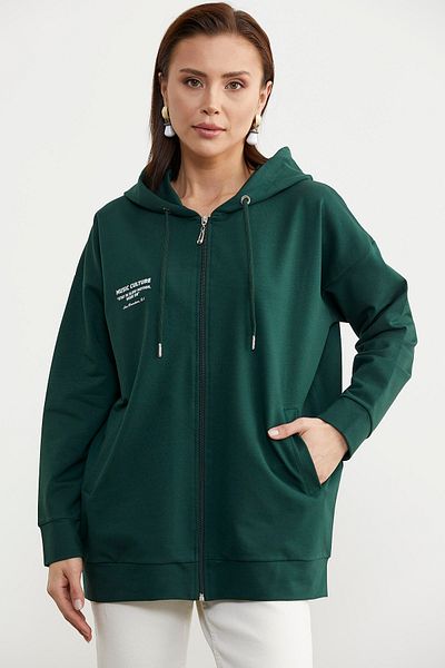 Sementa Sweat oversize cu fermoar - verde