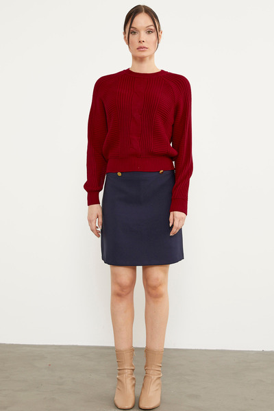 Sementa Knitwear Sweater with Hair Knit Detail - Red