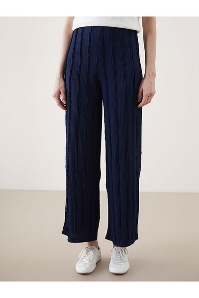 LC Waikiki New Season Elastic Waist Textured Wide Leg Women's Trousers - S5G434Z8