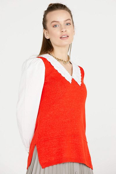 Sementa V-Neck Knitwear Sweater - Red