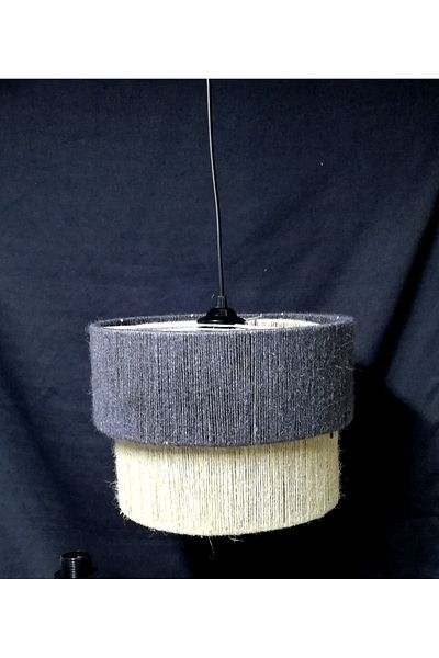 TEKAY AYDINLATMA Anthracite, Cream Jute Rope Chandelier