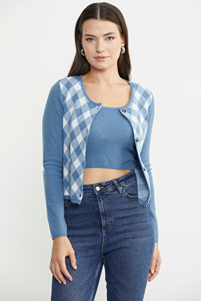 Sementa Indigo Cardigan Set - with Cropped Inside